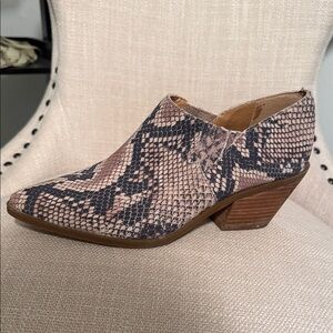 Lucky Brand Blush and Black Snake-Print Ankle Bootie